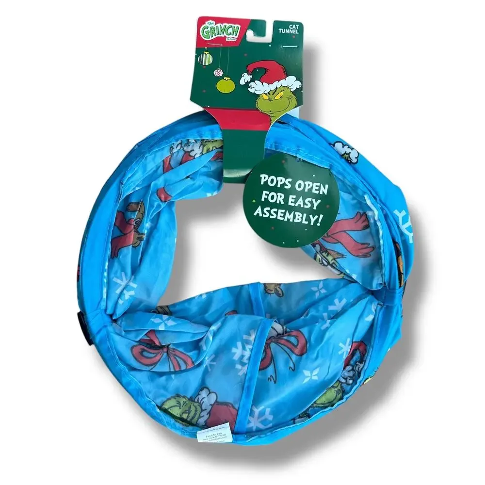 The Grinch Pop Up Cat Tunnel Toy Blue Christmas Crinkle Play Enrichment Exercise